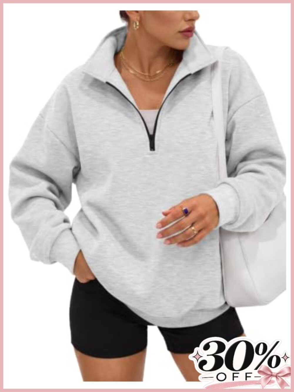 Oversized Half Zip Fleece Sweatshirt Cotton Polyester Pullover